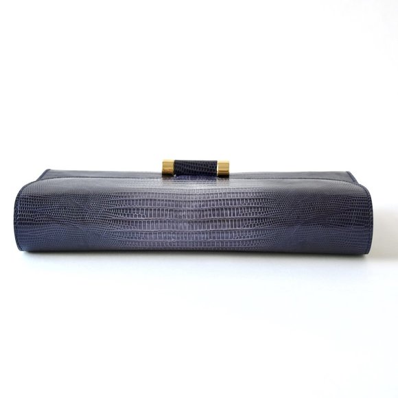 YVES SAINT LAURENT EXOTIC LIZARD CLUTCH HANDBAG - Picture 6 of 16